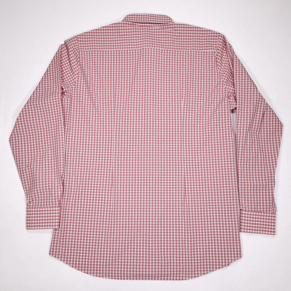 MIZZEN+MAIN Men's XXL Red Gingham Leeward Collection Trim Fit Dress Shirt USA - Picture 4 of 7